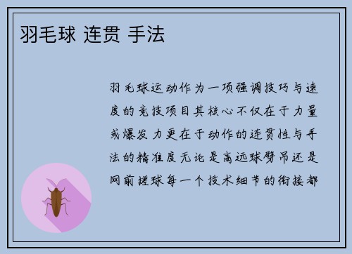 羽毛球 连贯 手法